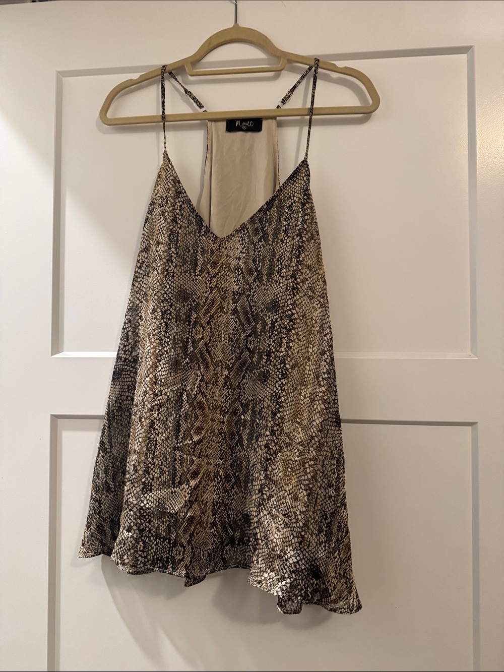 Pleione Snake Print V-Neck Cami in Brown